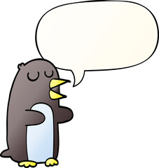cartoon penguin and speech bubble in smooth gradient style