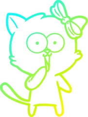 cold gradient line drawing cartoon cat
