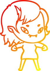 warm gradient line drawing cartoon friendly vampire girl