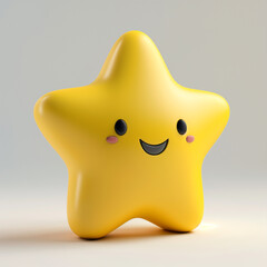 A delightful yellow star-shaped figure stands front and center with a beaming smile and playful rosy cheeks. This charming character exudes a friendly and joyful.