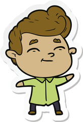 sticker of a happy cartoon man