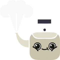 flat color retro cartoon steaming kettle