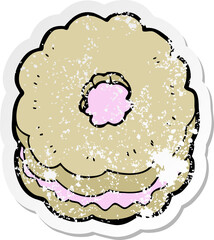 distressed sticker of a cartoon biscuit