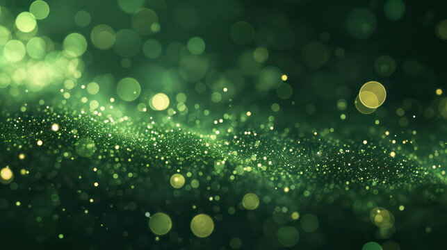 green luxury glitter and bokeh particles, green bokeh background, holiday festival background