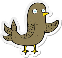 sticker of a cartoon waving bird