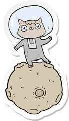 sticker of a cute cartoon astronaut cat