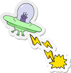 sticker of a cartoon flying saucer