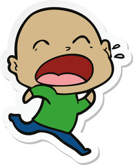 sticker of a cartoon shouting bald man