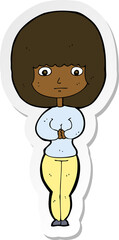 sticker of a cartoon shy woman