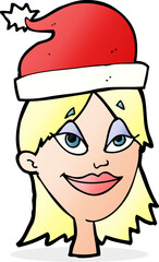 cartoon woman ready for christmas
