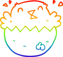 rainbow gradient line drawing cartoon hatching chick