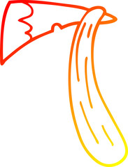 warm gradient line drawing cartoon bloody axe