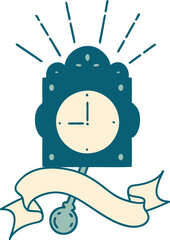 banner with tattoo style ticking clock