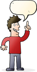 cartoon man with great new idea with speech bubble