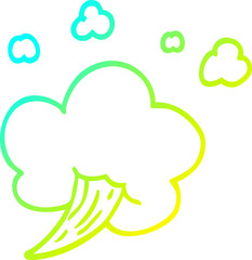 cold gradient line drawing cartoon gust of air