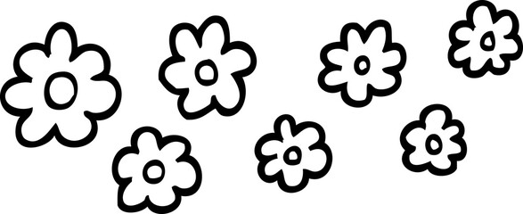 black and white cartoon decorative flowers © lineartestpilot