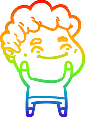 rainbow gradient line drawing cartoon friendly man