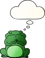 cartoon arrogant frog and thought bubble in smooth gradient style