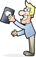 cartoon man with book