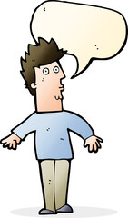 cartoon surprised man with speech bubble