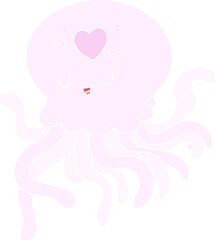 flat color style cartoon jellyfish in love