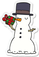sticker of a cartoon snowman