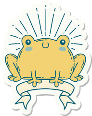 sticker of tattoo style happy frog