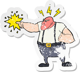 retro distressed sticker of a cartoon angry man