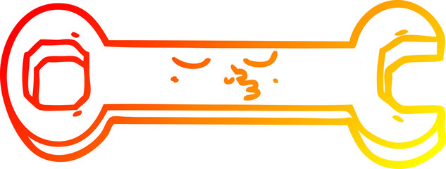 warm gradient line drawing cartoon spanner