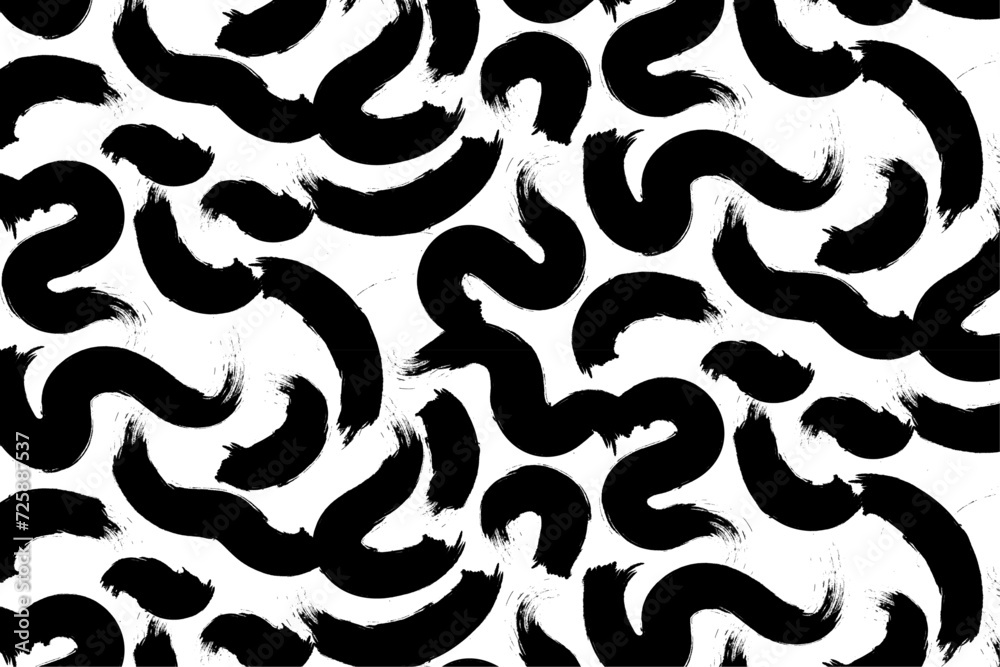 Poster abstract brush stroke painting seamless pattern isolated on transparent background. vector illustrat