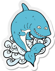 sticker of a cartoon shark