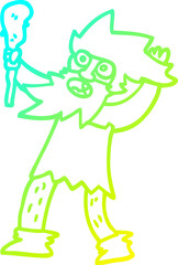cold gradient line drawing cartoon cave man