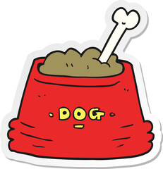 sticker of a cartoon dog food bowl