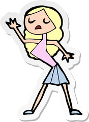 sticker of a cartoon woman dancing