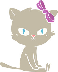 cute flat color style cartoon cat