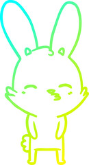 cold gradient line drawing curious bunny cartoon