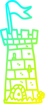 recommend clip art: cold gradient line drawing cartoon castle tower