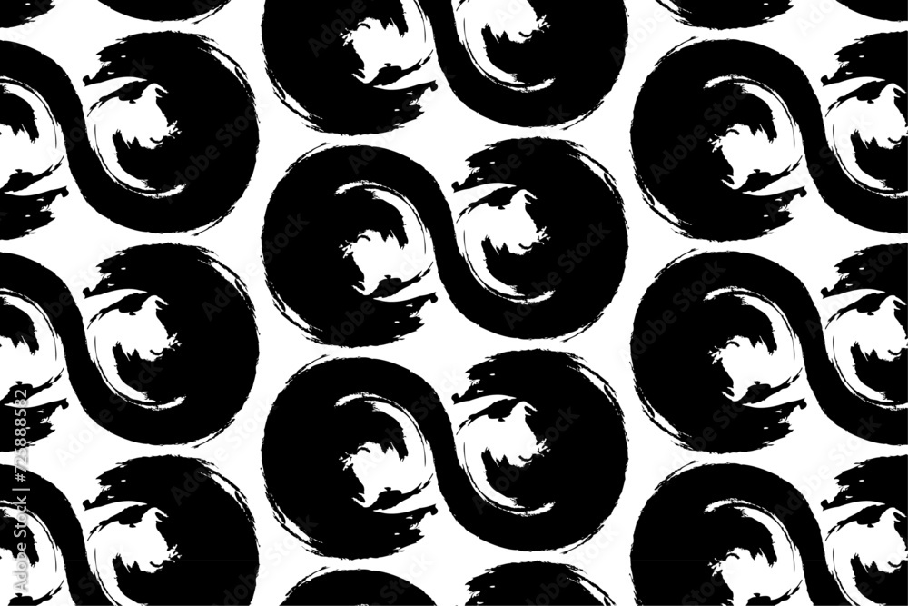 Poster abstract brush stroke painting seamless pattern isolated on transparent background. vector illustrat