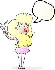 speech bubble cartoon woman brushing hair