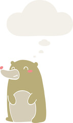 cute cartoon bear and thought bubble in retro style