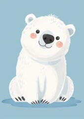 Fototapeta premium polar bear naive kids style, isolated on clean background