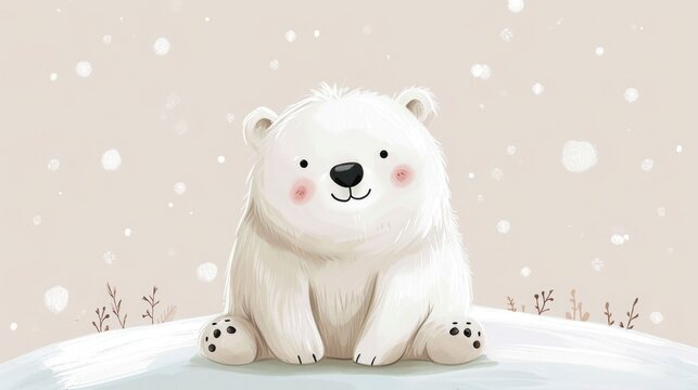 polar bear naive kids style, isolated on clean  background