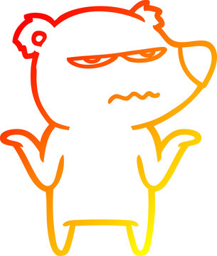 recommend clip art: warm gradient line drawing annoyed bear cartoon