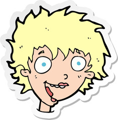 sticker of a cartoon crazy excited woman