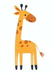 giraffe pastel illustration, isolated on clean white background