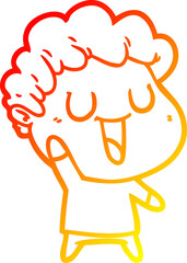 warm gradient line drawing laughing cartoon man