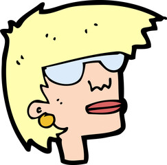 cartoon female face with glasses