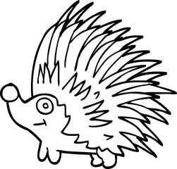 line drawing cartoon spiky hedgehog