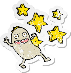 retro distressed sticker of a cartoon magic potato