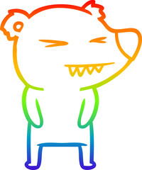rainbow gradient line drawing angry polar bear cartoon